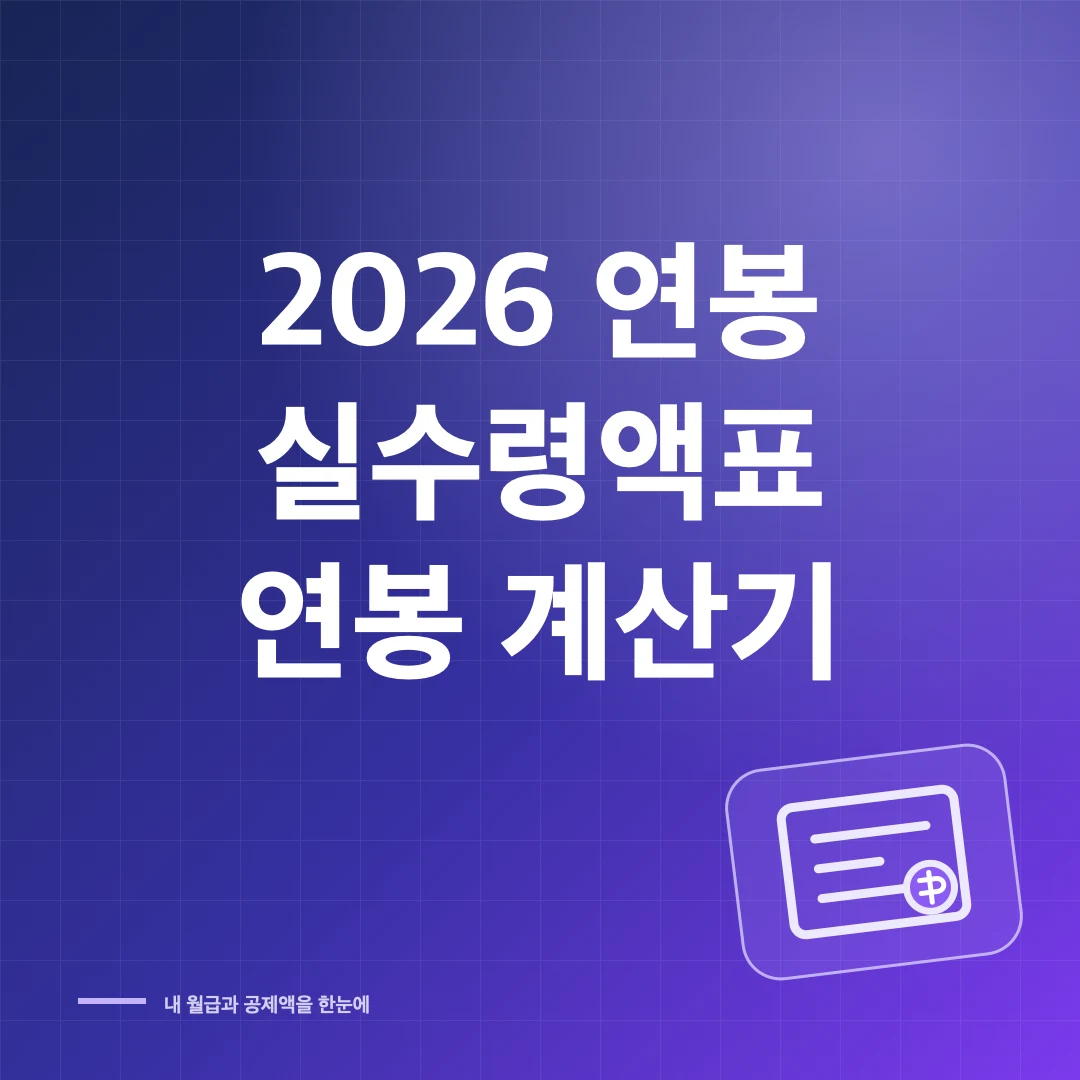2026 연봉 실수령액표 연봉 계산기 썸네일